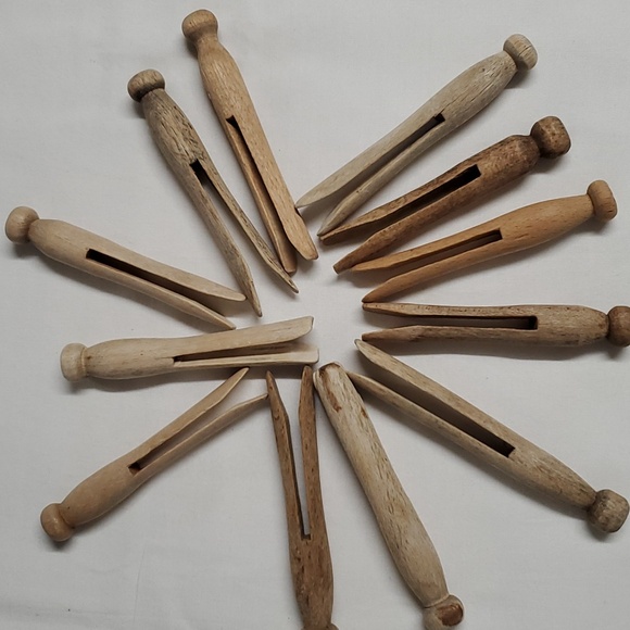 Clothes Pins + Hanging Bag Minimalist Home Primitive Functional BOHO LOT of 60 - Picture 14 of 17